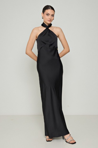 Picture of Printed maxi halter satin dress