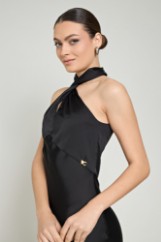 Εικόνα της Φόρεμα halter μάξι σατινέ