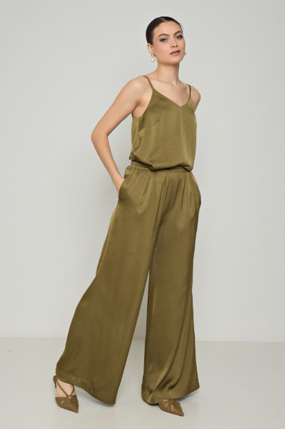 Εικόνα της Παντελόνα σατινέ wide leg