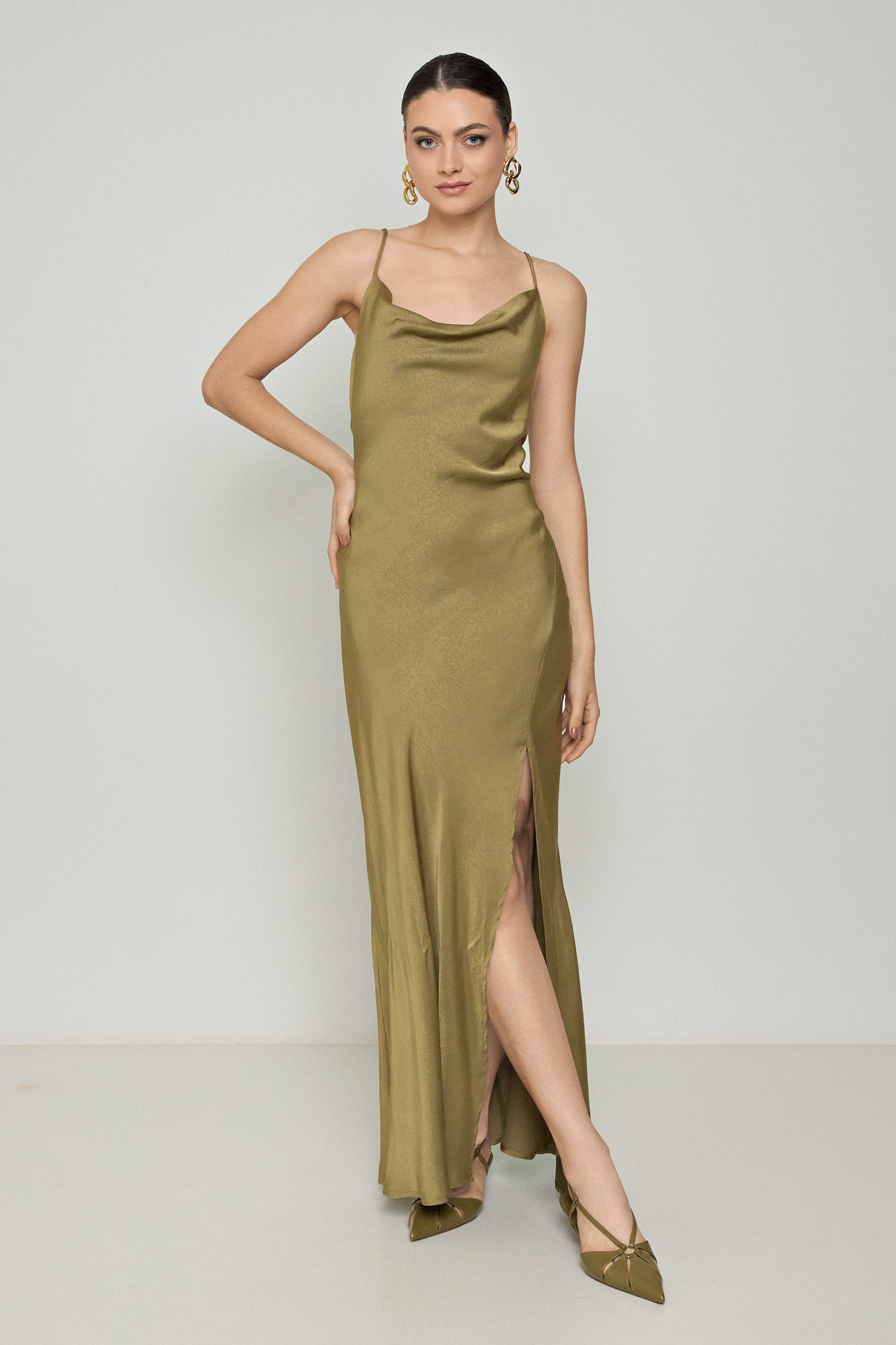 Picture of Backless draped satin dress
