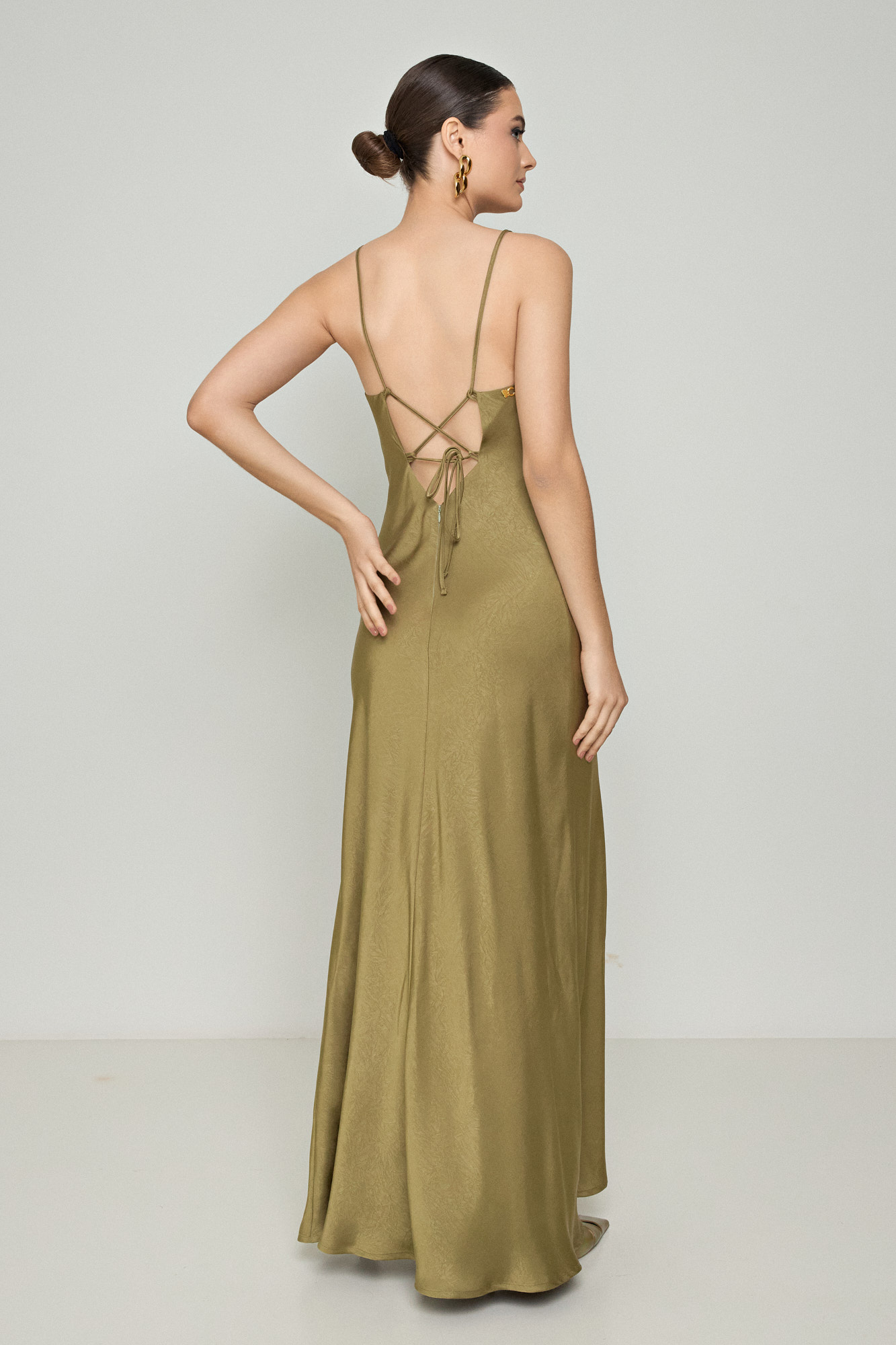 Picture of Backless draped satin dress