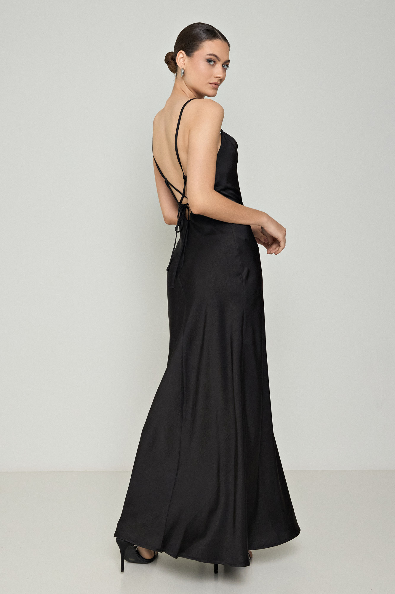 Picture of Backless draped satin dress