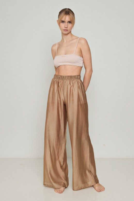 Εικόνα της Παντελόνα wide leg Lyocell Eco με διαφάνεια