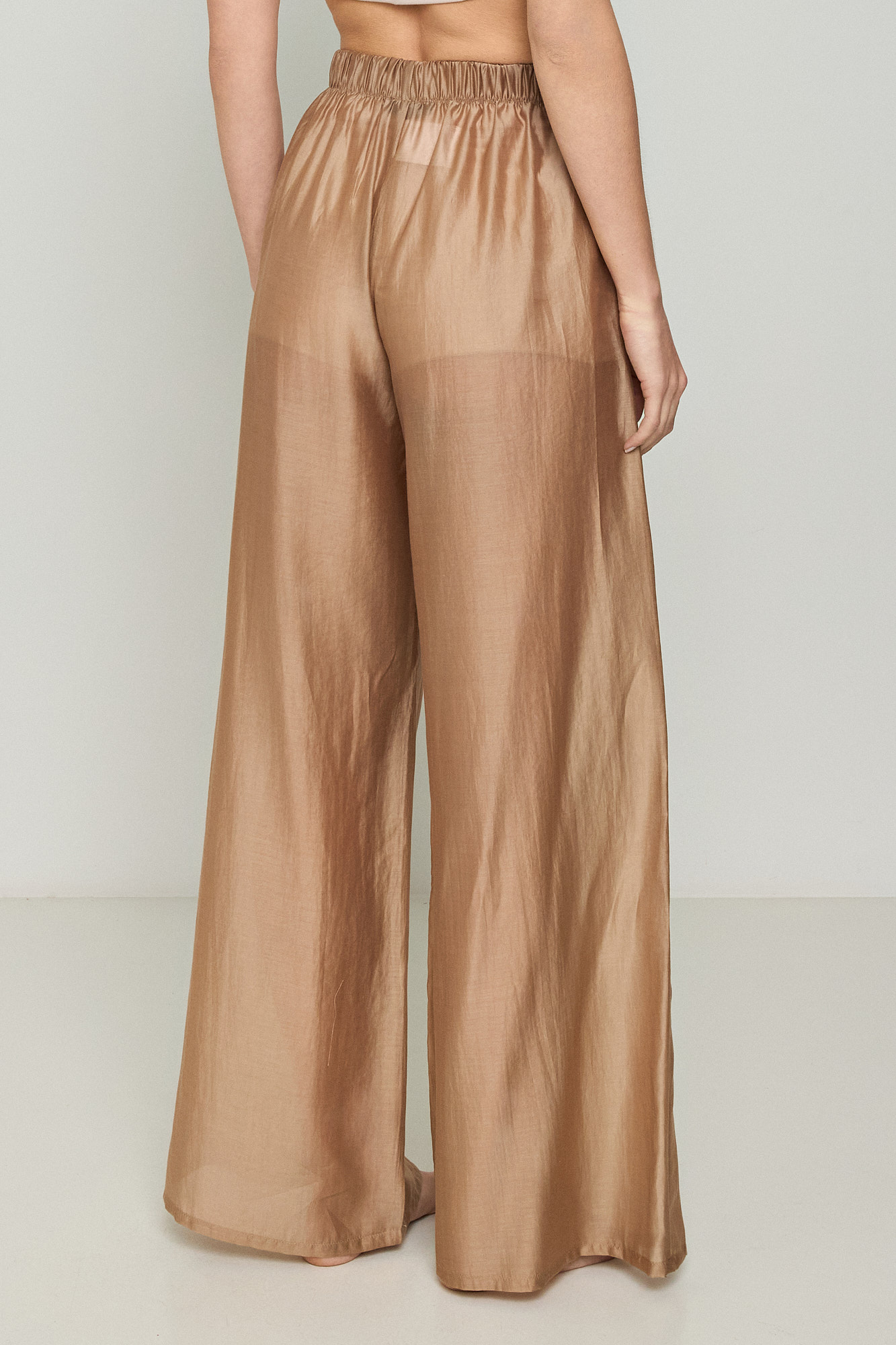 Εικόνα της Παντελόνα wide leg Lyocell Eco με διαφάνεια