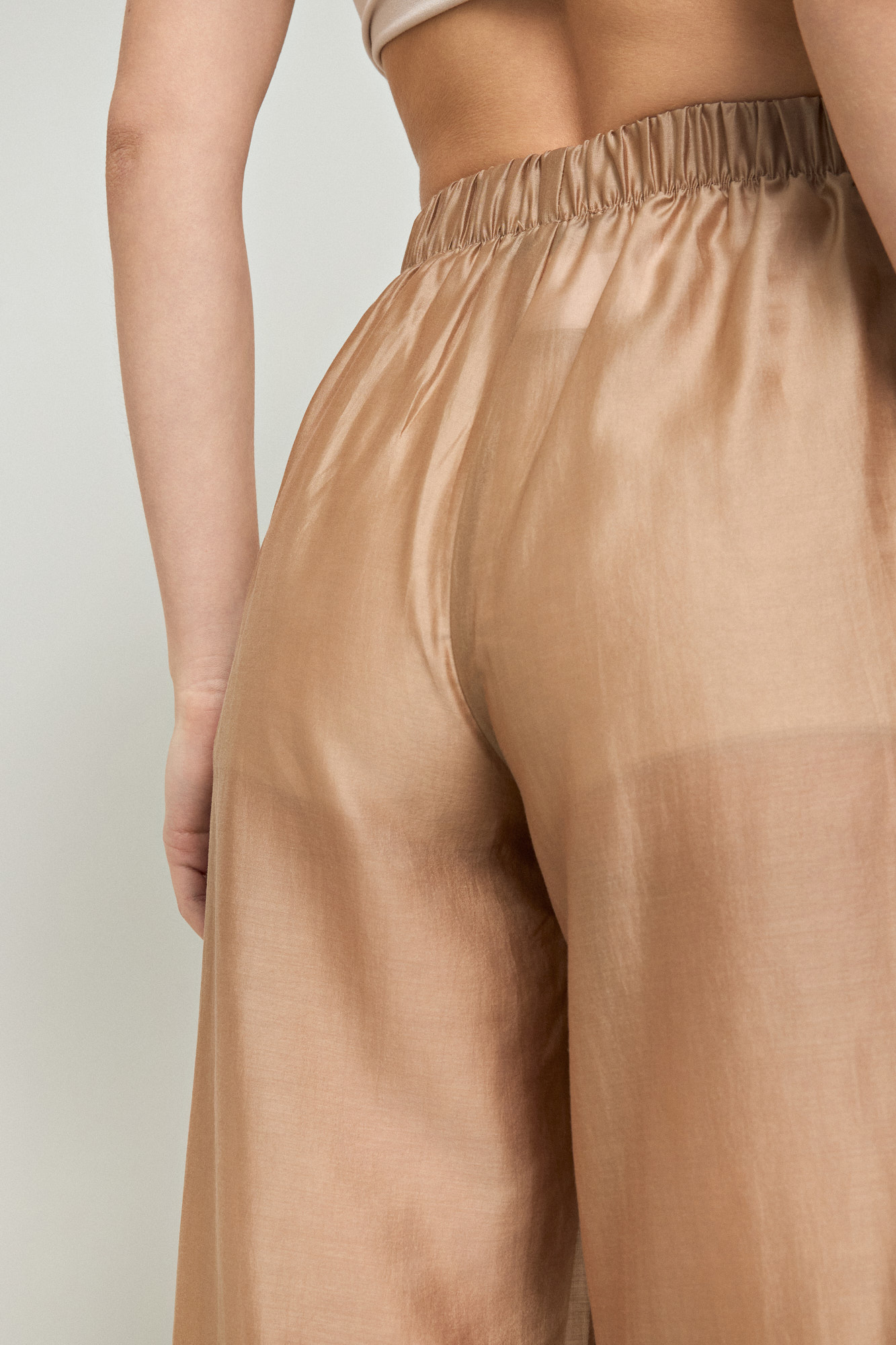 Εικόνα της Παντελόνα wide leg Lyocell Eco με διαφάνεια