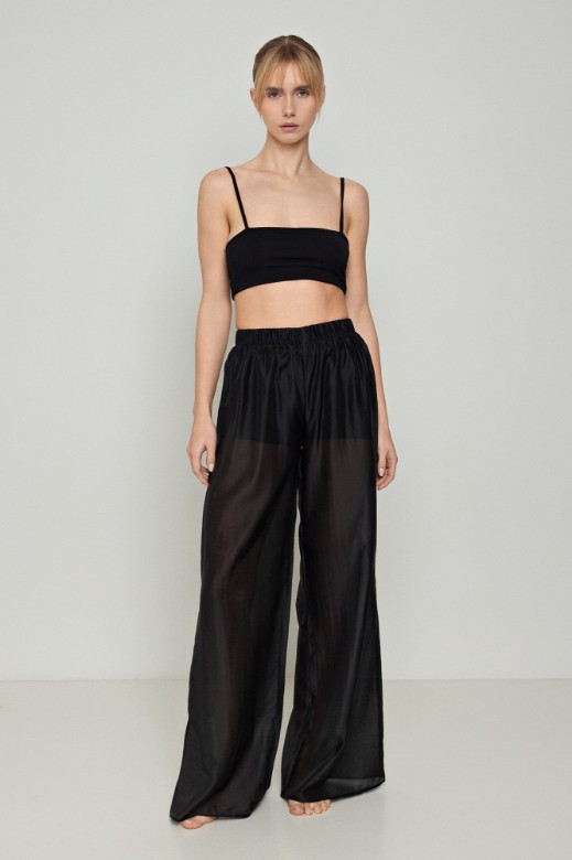 Picture of Wide leg Lyocell Eco trousers with transparency