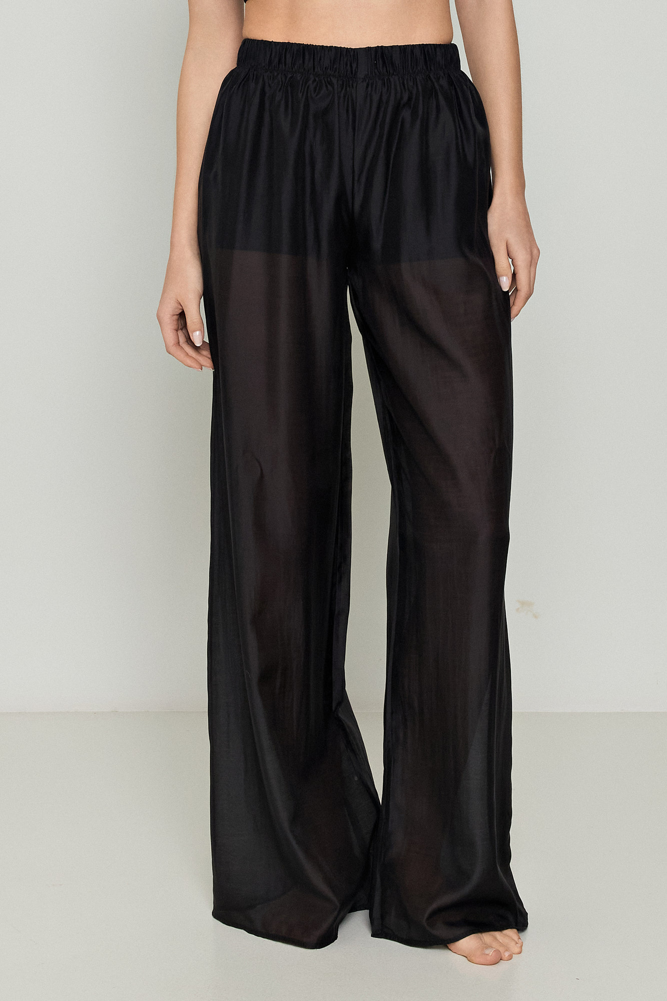 Picture of Wide leg Lyocell Eco trousers with transparency