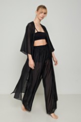 Picture of Wide leg Lyocell Eco trousers with transparency