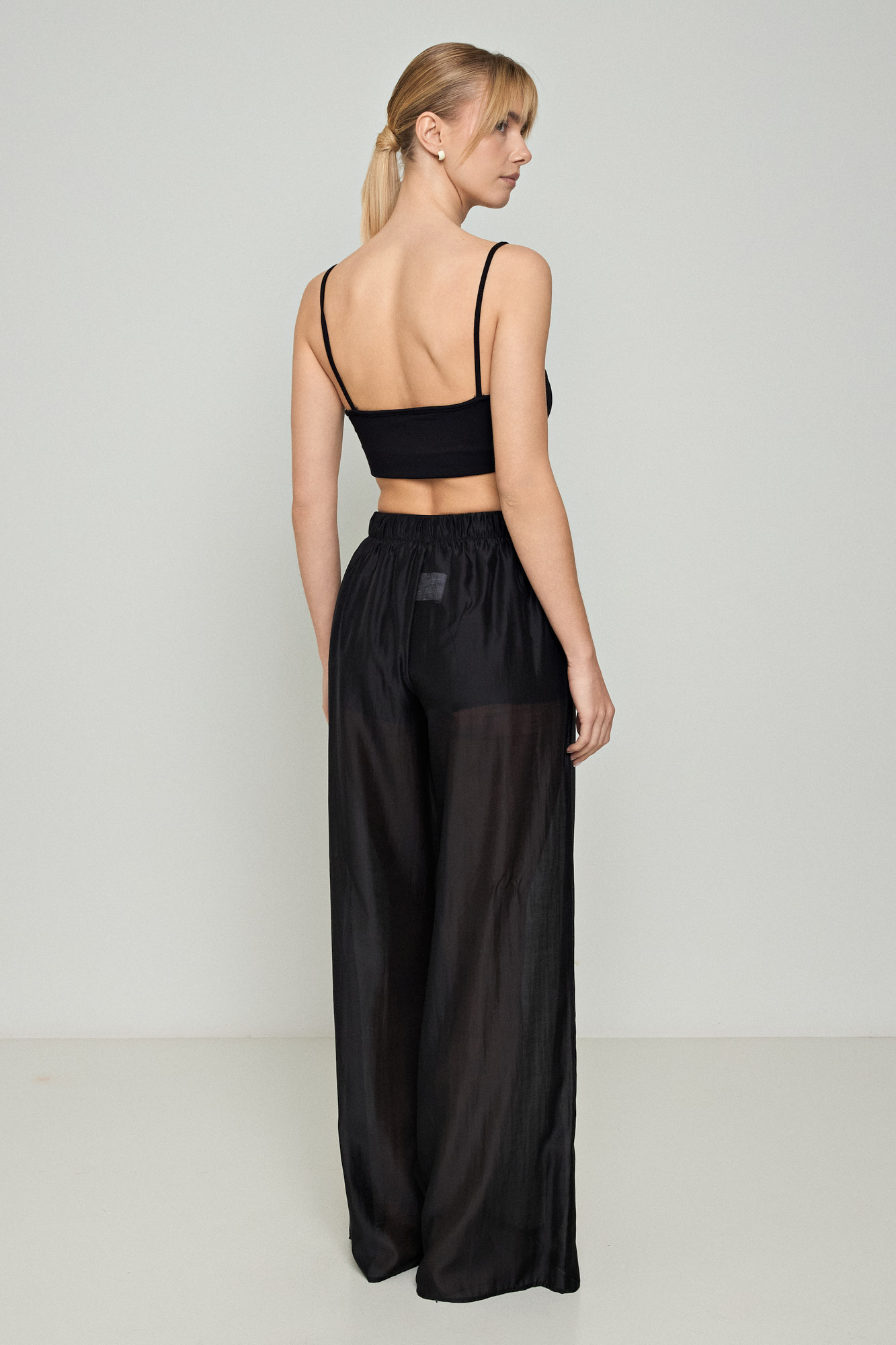 Picture of Wide leg Lyocell Eco trousers with transparency