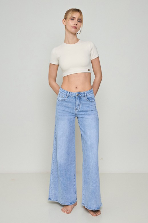 Εικόνα της Τζιν παντελόνα wide leg