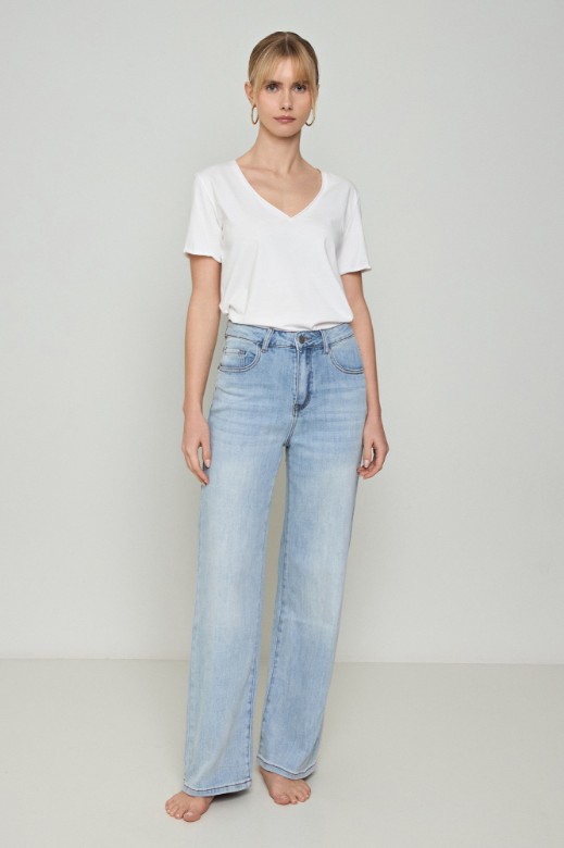 Εικόνα της Τζιν wide leg ανοιχτό χρώμα