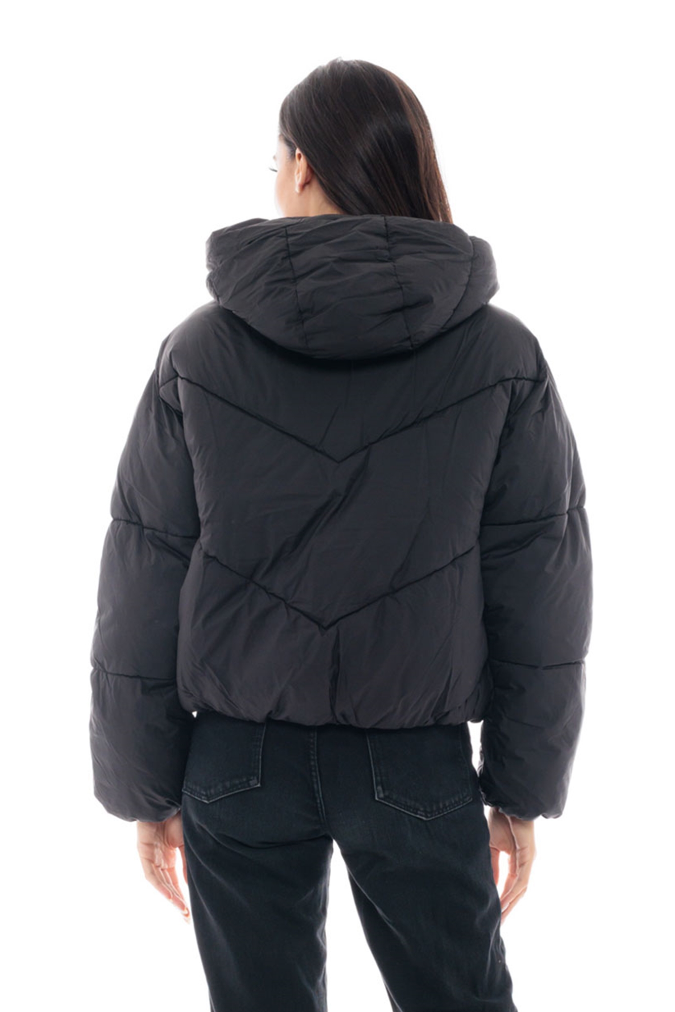 Εικόνα της b'Κοντό Καπιτονέ Μπουφάν με Κουκούλα
