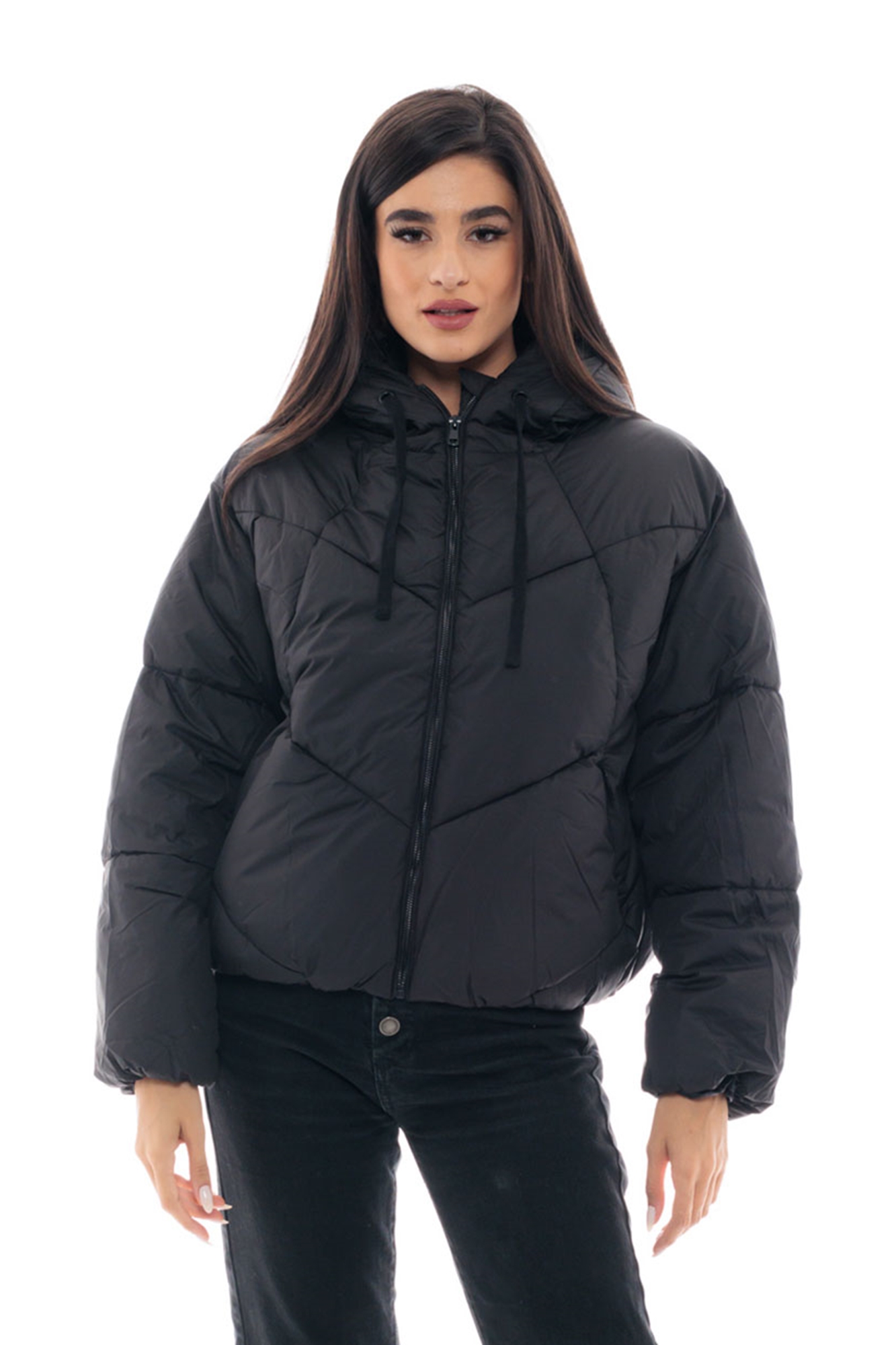 Εικόνα της b'Κοντό Καπιτονέ Μπουφάν με Κουκούλα
