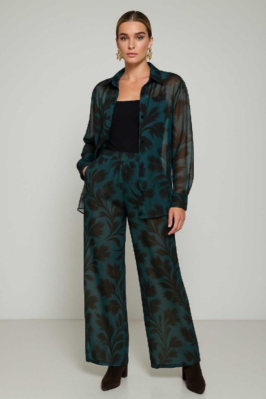 Picture of High-waisted, wide-leg printed satin pants