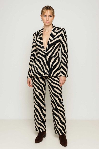 Picture of Zebra print elastic office trousers