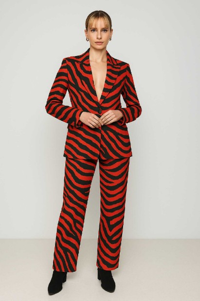 Picture of Zebra print elastic office trousers