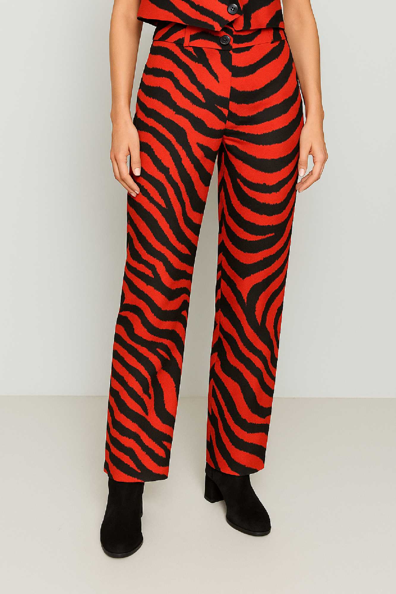 Picture of Zebra print elastic office trousers