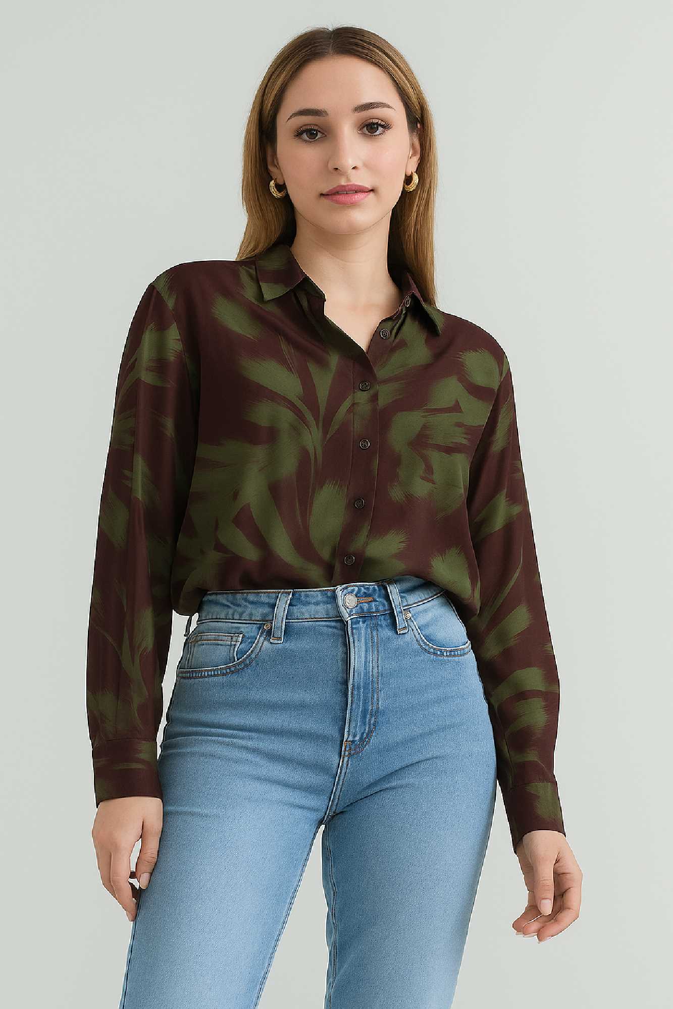 Picture of Silky touch loose shirt with semi-transparency