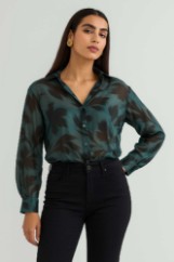 Picture of Silky touch loose shirt with semi-transparency