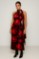 Picture of Printed satin maxi dress with tie at the neck