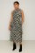 Picture of Printed satin maxi dress with tie at the neck