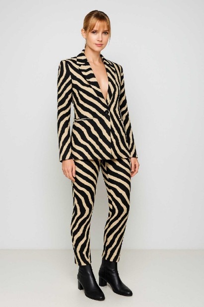 Picture of Zebra print fabric slim trousers