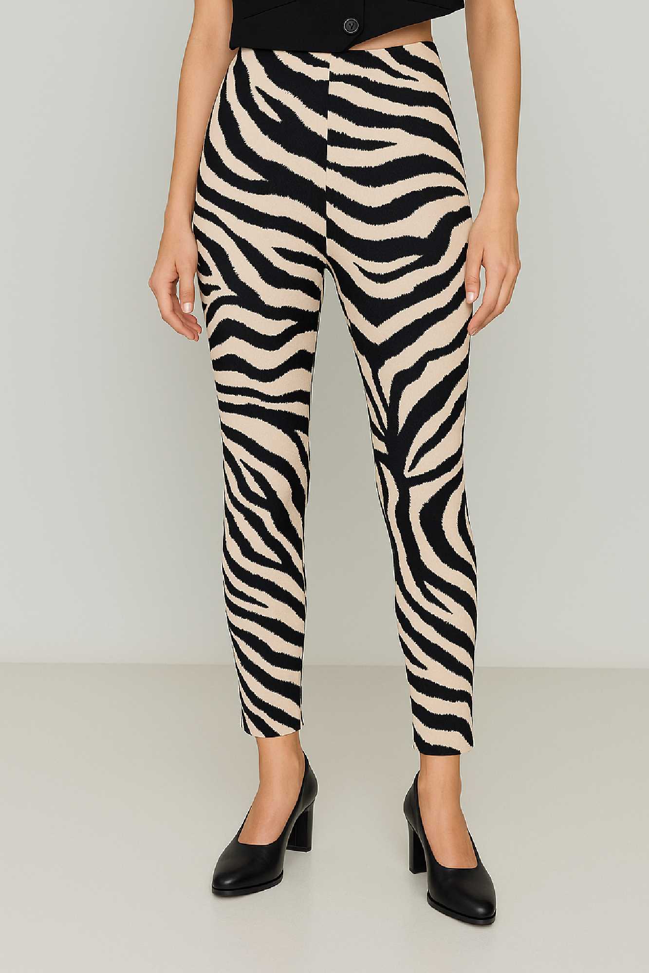 Picture of Zebra print fabric slim trousers
