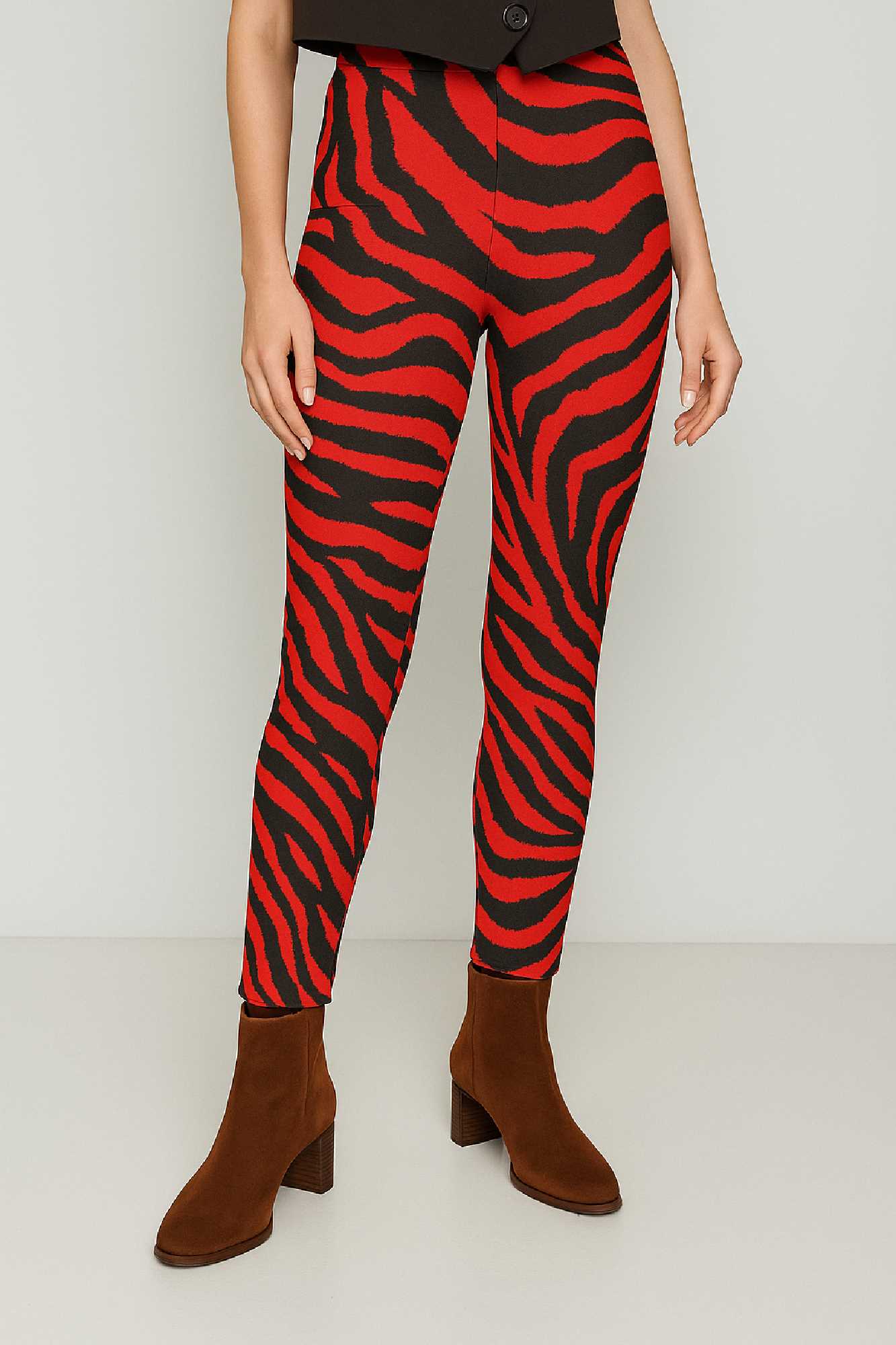 Picture of Zebra print fabric slim trousers