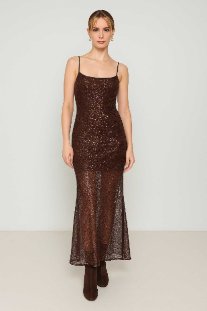 Picture of Maxi dress with sequins and thin straps