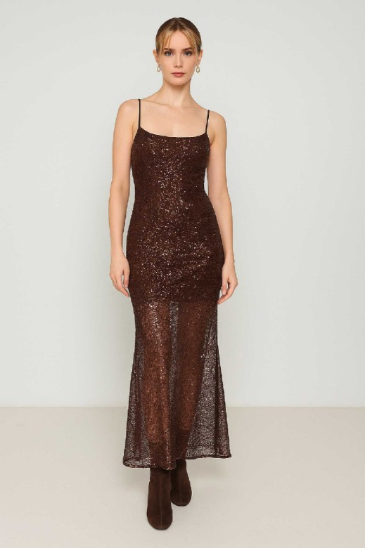 Picture of Maxi dress with sequins and thin straps