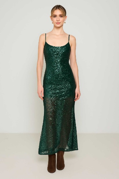 Picture of Maxi dress with sequins and thin straps