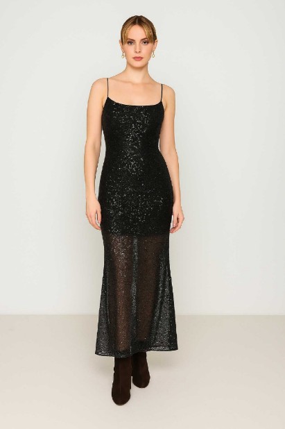 Picture of Maxi dress with sequins and thin straps