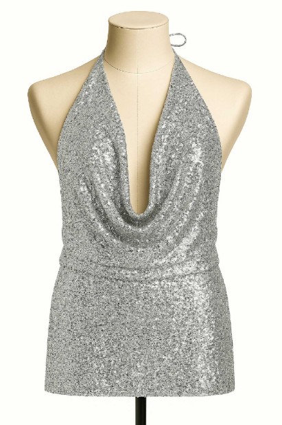 Picture of Sequined halter top with open back