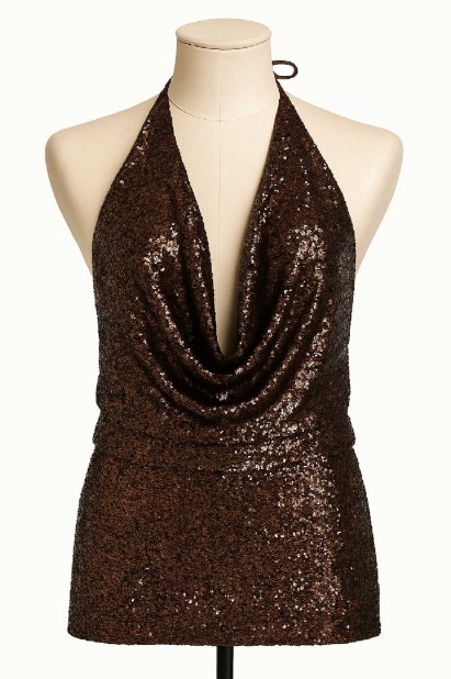 Picture of Sequined halter top with open back