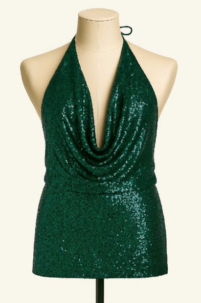 Picture of Sequined halter top with open back