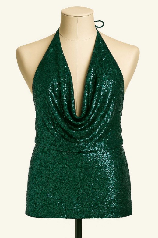 Picture of Sequined halter top with open back
