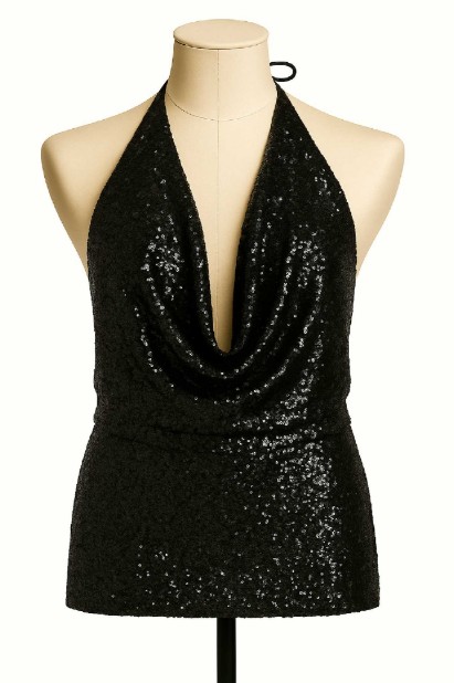 Picture of Sequined halter top with open back