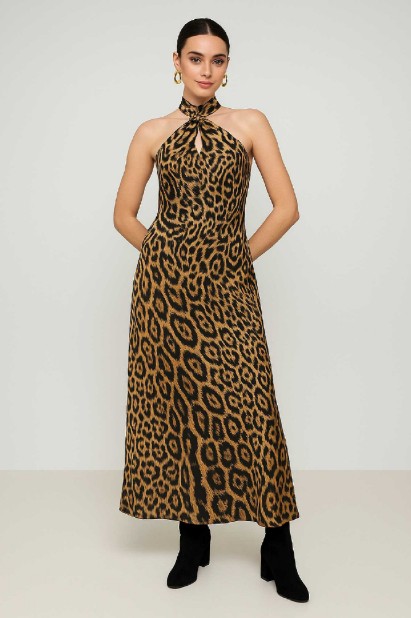 Picture of Printed maxi halter dress