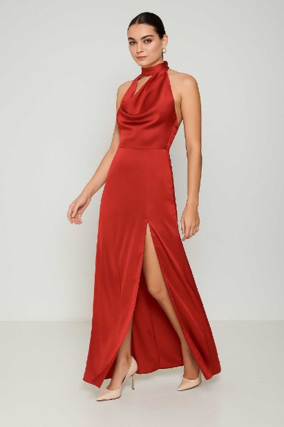 Picture of Premium satin maxi cut out dress