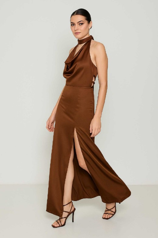 Picture of Premium satin maxi cut out dress