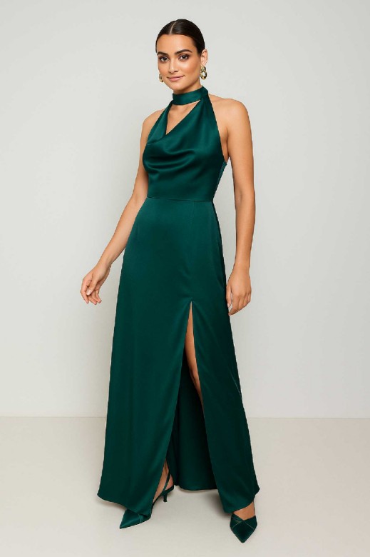 Picture of Premium satin maxi cut out dress