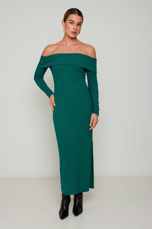 Picture of Essentians Off-Shoulder Knitted Dress