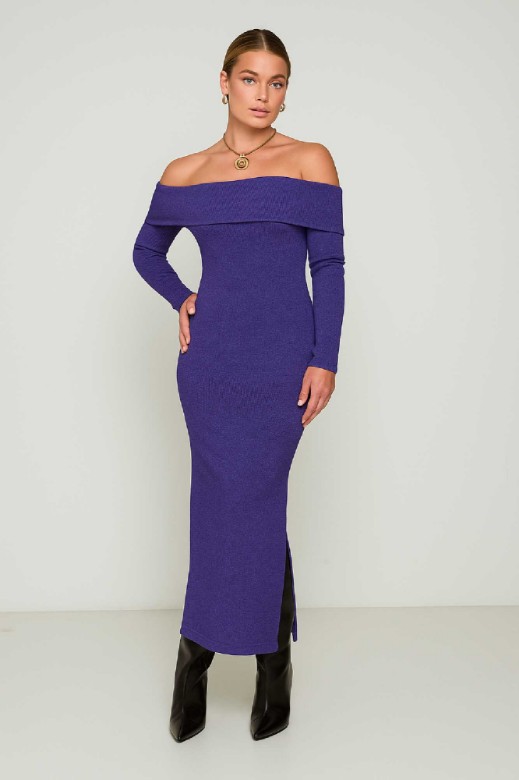 Picture of Essentians Off-Shoulder Knitted Dress