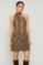 Picture of Printed satin asymmetric mini dress with scarf