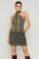 Picture of Printed satin asymmetric mini dress with scarf
