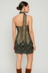 Picture of Printed satin asymmetric mini dress with scarf