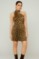 Picture of Printed satin asymmetric mini dress with scarf