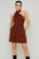 Picture of Printed satin asymmetric mini dress with scarf