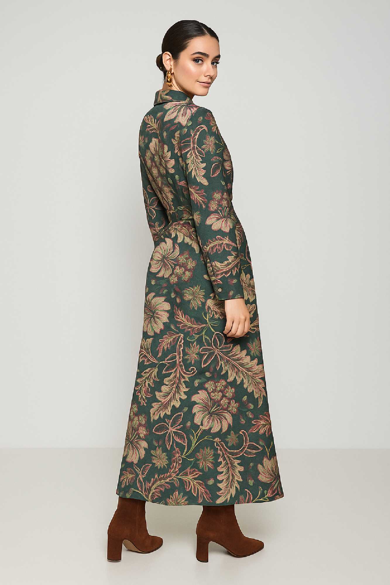 Picture of Printed satin maxi dress with belt