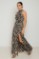 Picture of Printed satin maxi dress with draped neckline
